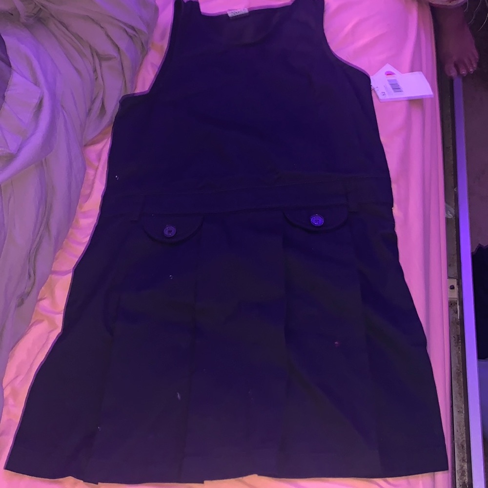 A navy blue dress